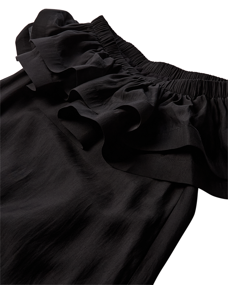 Cmmolly - off -shoulder jurk met ruches trim in zwart