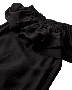 CMMOLLY - OFF-SHOULDER DRESS WITH RUFFLE TRIM IN BLACK