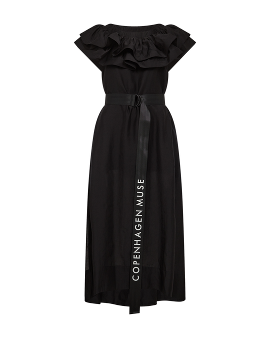 Cmmolly - off -shoulder jurk met ruches trim in zwart