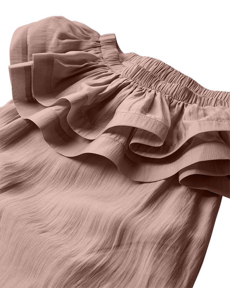 Cmmolly - off -shoulder jurk met ruches trim in roos