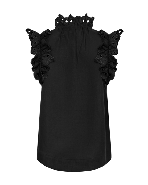 CMNATULI - SHIRT WITH RUFFLE EDGES IN BLACK