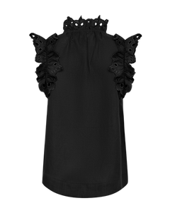 CMNATULI - SHIRT WITH RUFFLE EDGES IN BLACK