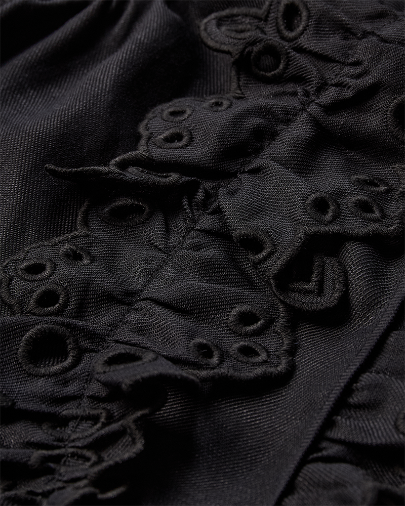 CMNATULI - SHIRT WITH RUFFLE EDGES IN BLACK