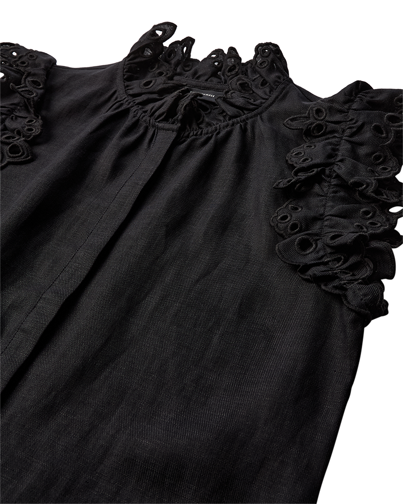 CMNATULI - SHIRT WITH RUFFLE EDGES IN BLACK