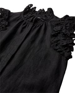 CMNATULI - SHIRT WITH RUFFLE EDGES IN BLACK