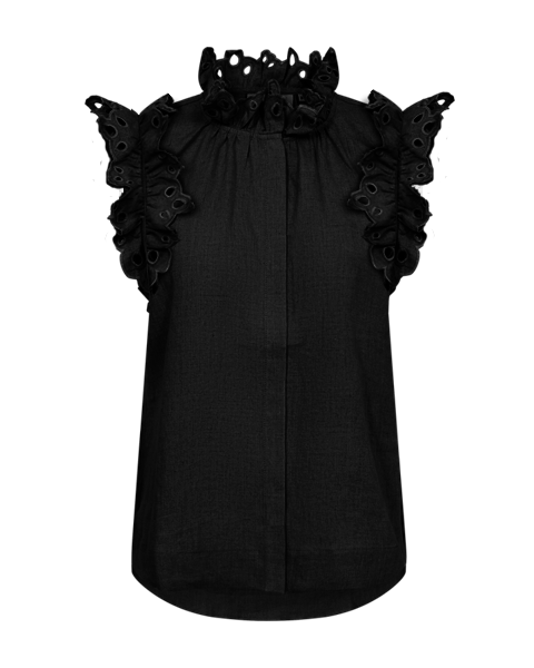 CMNATULI - SHIRT WITH RUFFLE EDGES IN BLACK