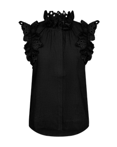 CMNATULI - SHIRT WITH RUFFLE EDGES IN BLACK