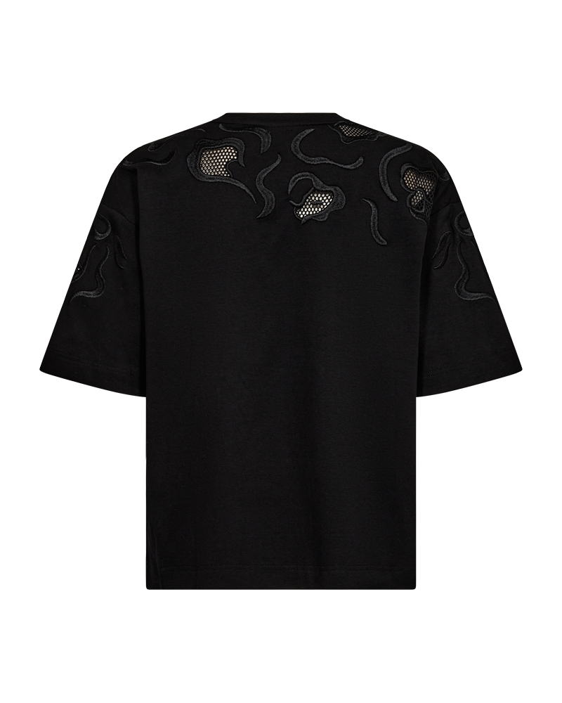 CMMUSE - T -shirt met borduurwerk in zwart