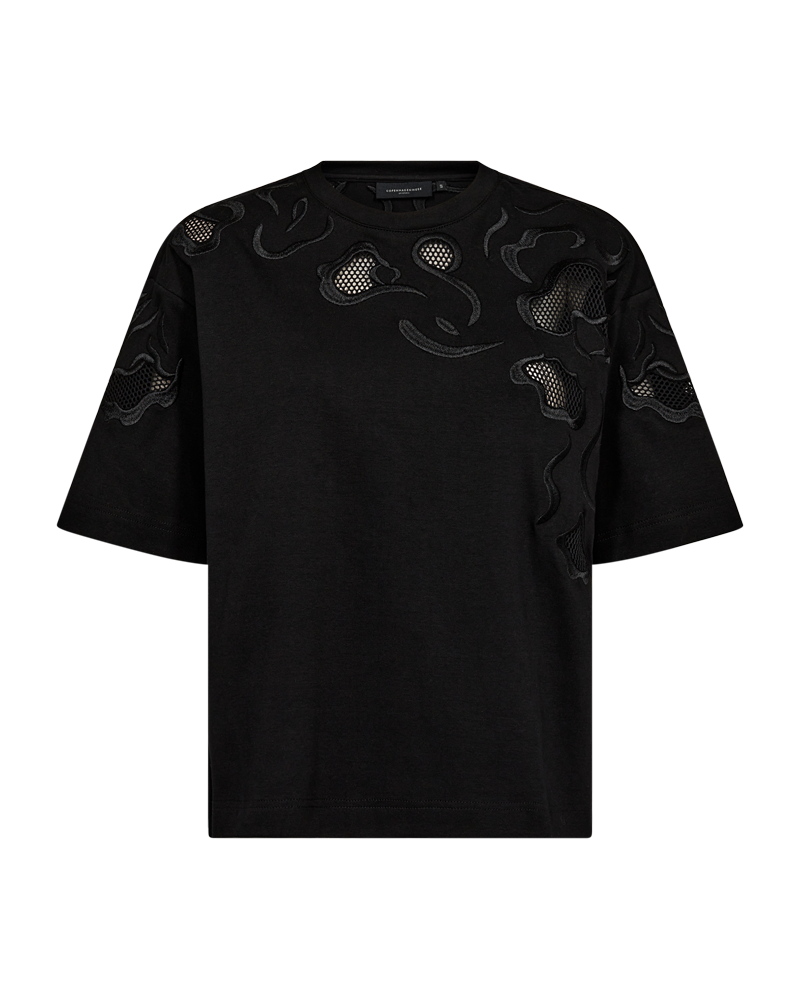 CMMUSE - T -shirt met borduurwerk in zwart
