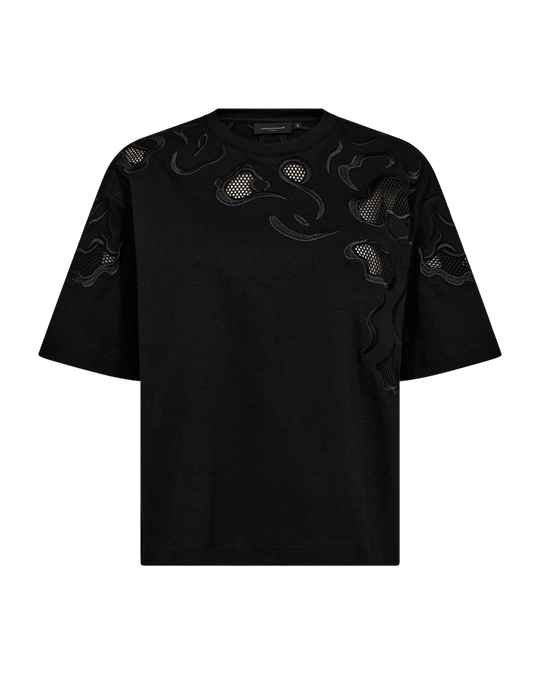 CMMUSE - T -shirt met borduurwerk in zwart