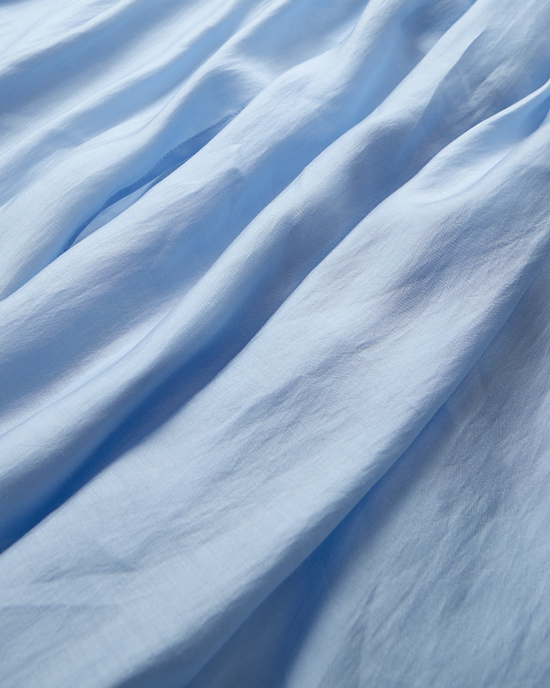 Cmmolly - wikkel jurk witf puff mouwen in blauw