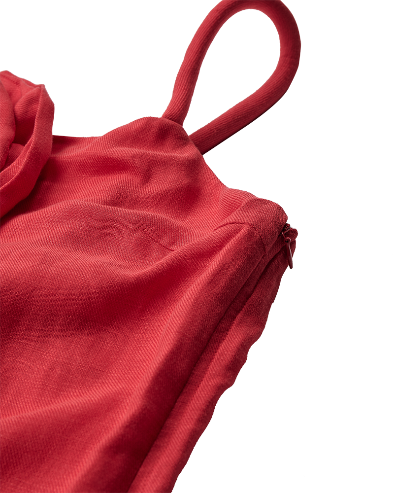 CMNATULI - DRESS WITH ROSE IN RED