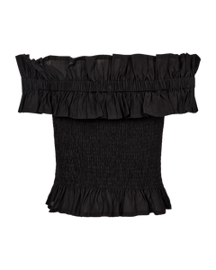 CMMOLLY - OFF-SHOULDER BLOUSE WITH RUFFLES IN BLACK