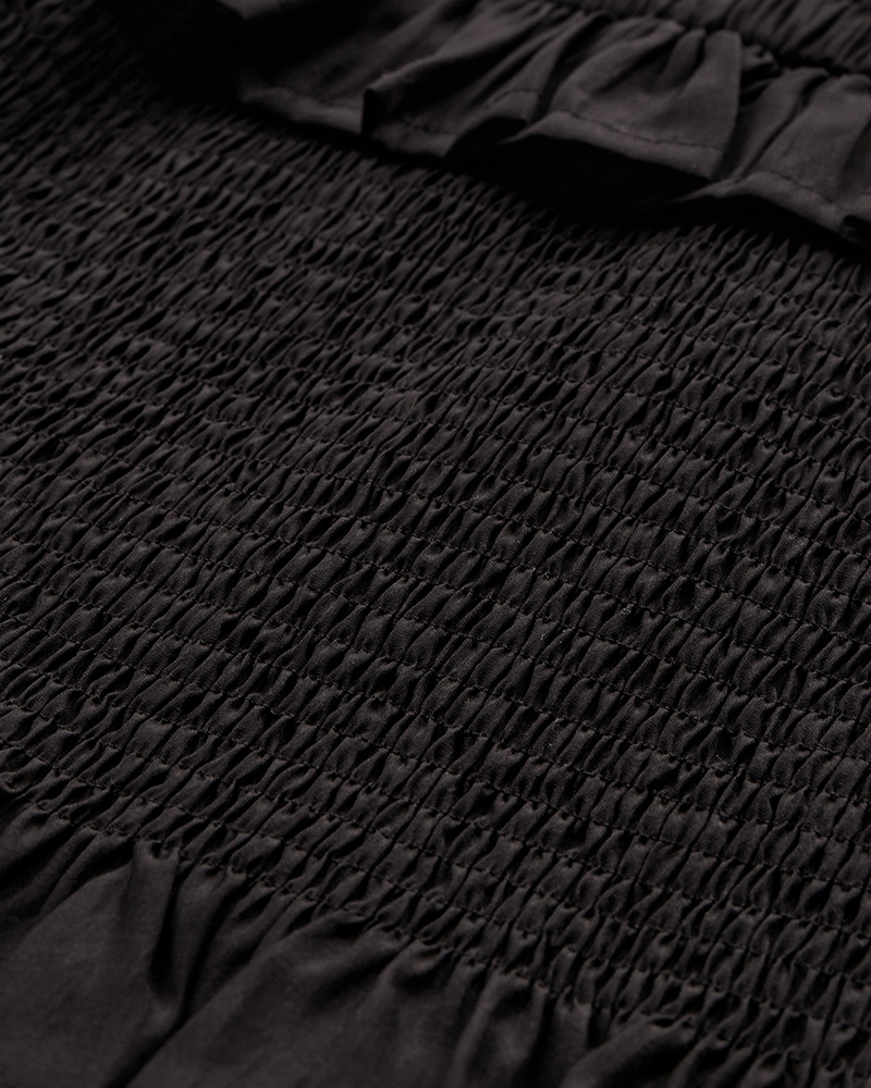 CMMOLLY - OFF-SHOULDER BLOUSE WITH RUFFLES IN BLACK