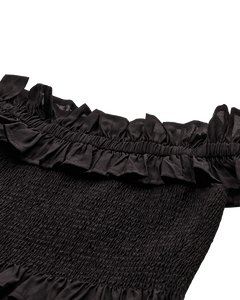 CMMOLLY - OFF-SHOULDER BLOUSE WITH RUFFLES IN BLACK