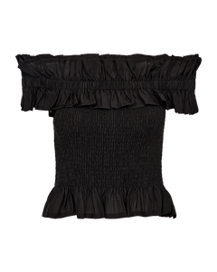 CMMOLLY - OFF-SHOULDER BLOUSE WITH RUFFLES IN BLACK