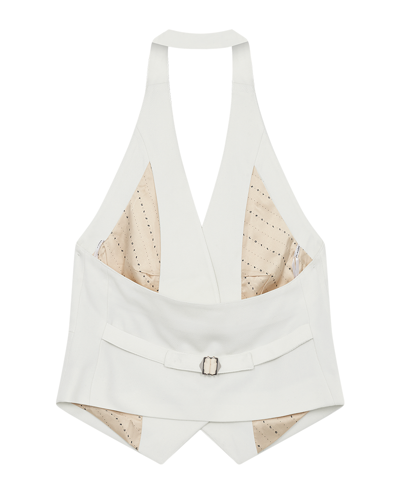 CMTailor - Waastcoat met Halterneck in gebroken wit