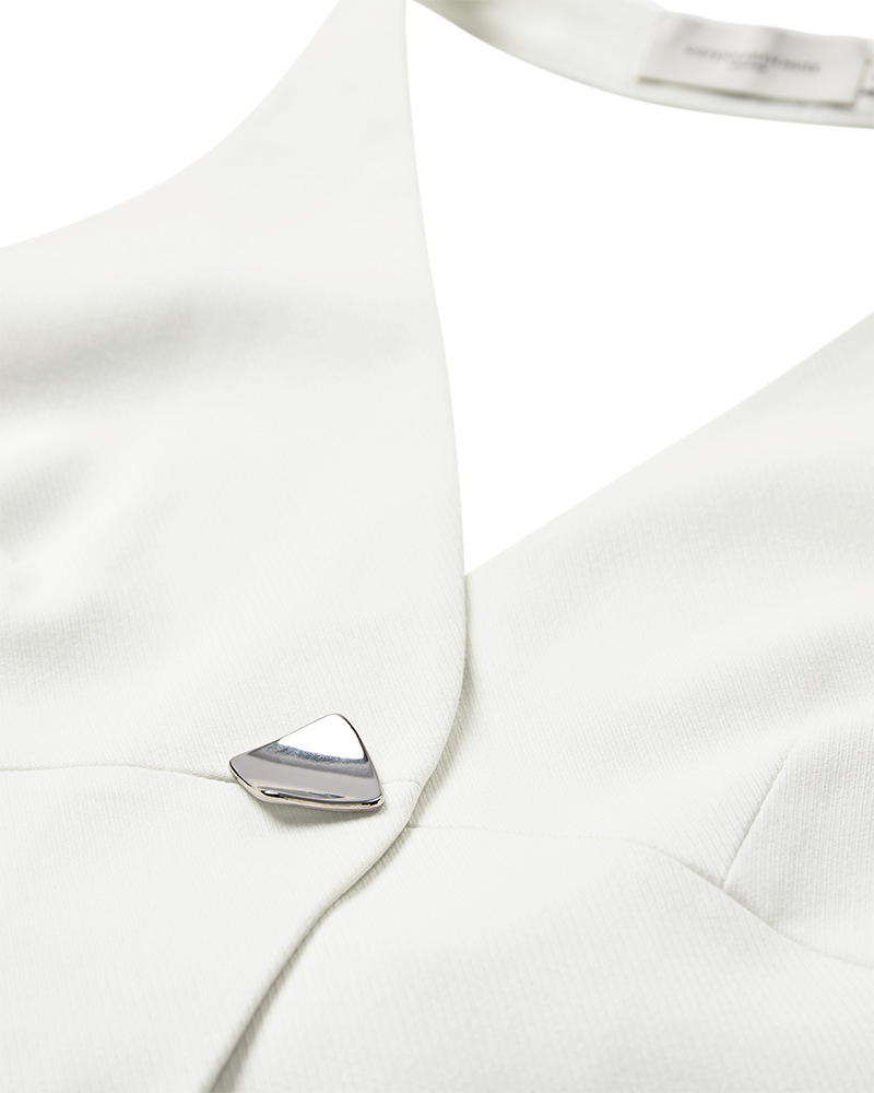 CMTailor - Waastcoat met Halterneck in gebroken wit