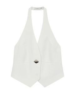 CMTailor - Waastcoat met Halterneck in gebroken wit