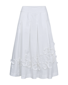 CMVATAN - SKIRT WITH HAND EMBROIDERED DETAILS IN WHITE