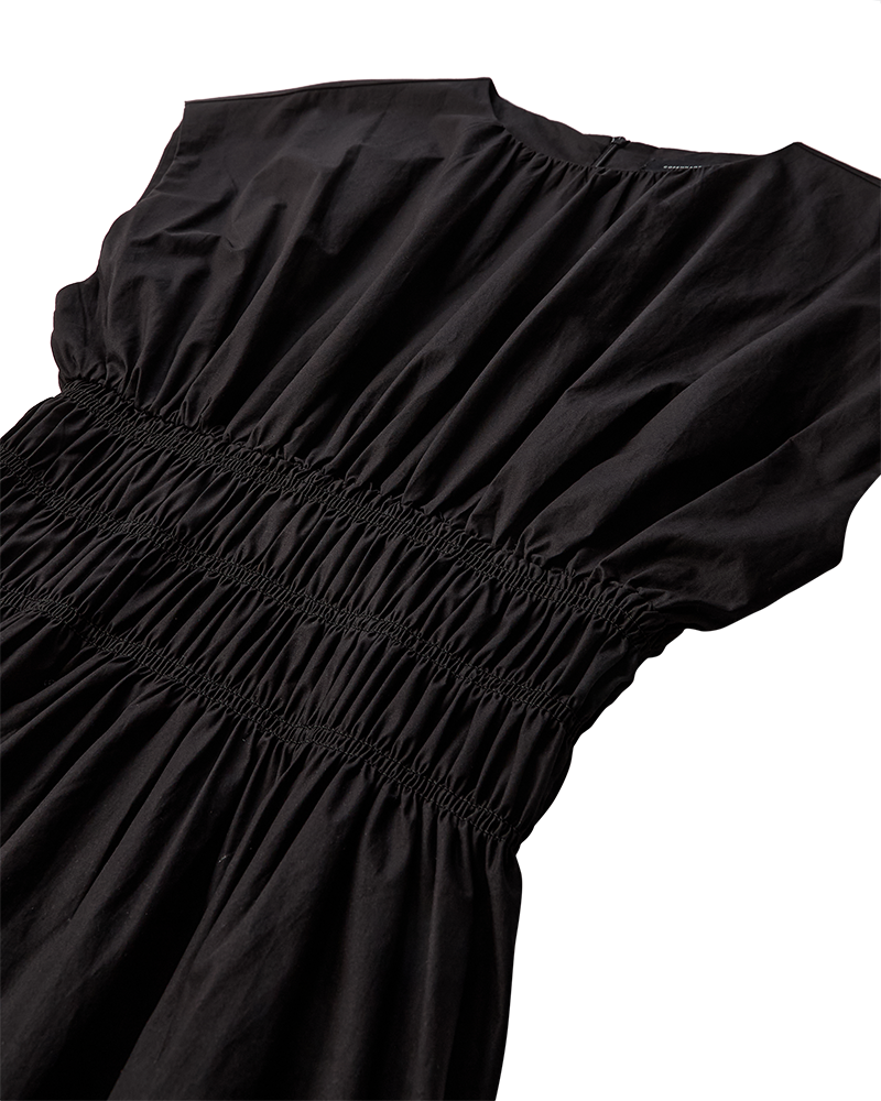 CMCRIPS - DRESS WITH SMOCK IN BLACK