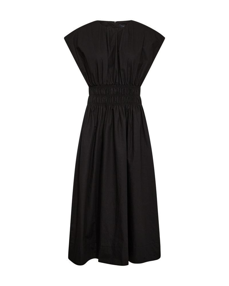 CMCRIPS - DRESS WITH SMOCK IN BLACK