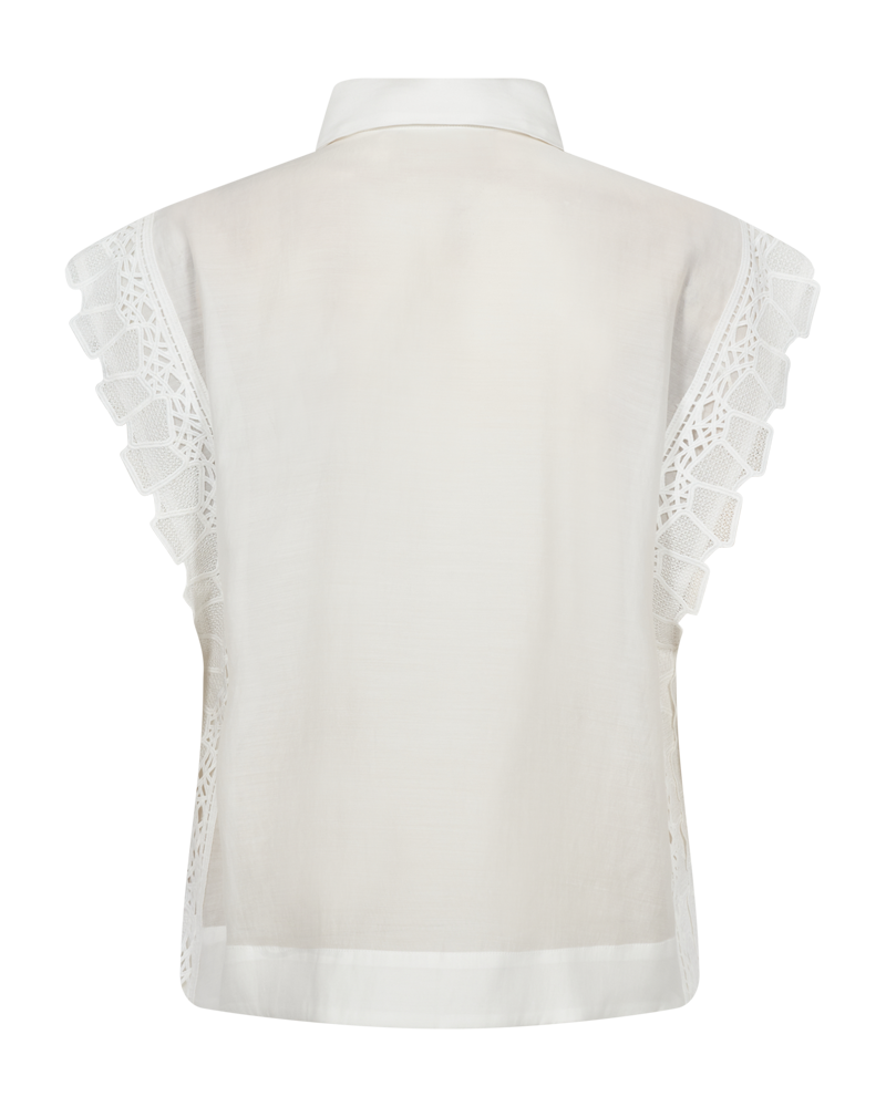CMMOLLY - SHIRT WITH CUT-AND-SEW LACE IN WHITE