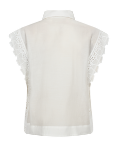 CMMOLLY - SHIRT WITH CUT-AND-SEW LACE IN WHITE