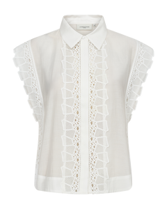 CMMOLLY - SHIRT WITH CUT-AND-SEW LACE IN WHITE