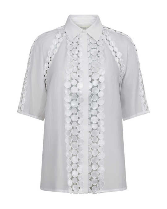 CMMOLLY - SHIRT WITH CUT-AND-SEW LACE IN WHITE