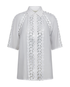 CMMOLLY - SHIRT WITH CUT-AND-SEW LACE IN WHITE