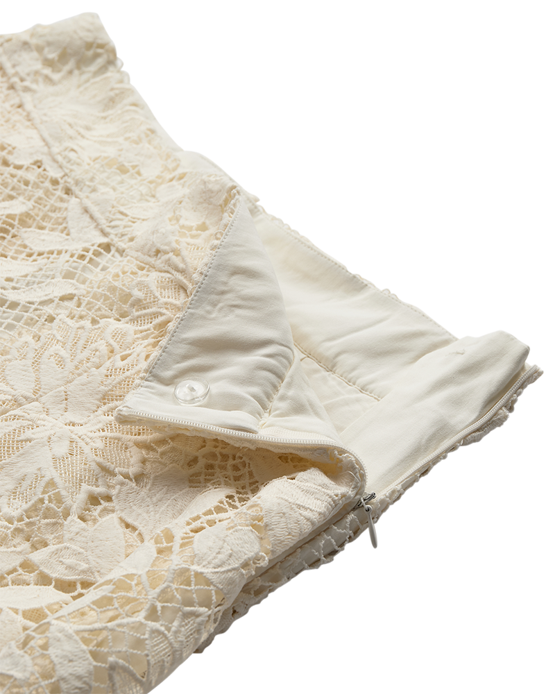 CMLARAH - SKIRT WITH ALLOVER LACE IN OFF-WHITE