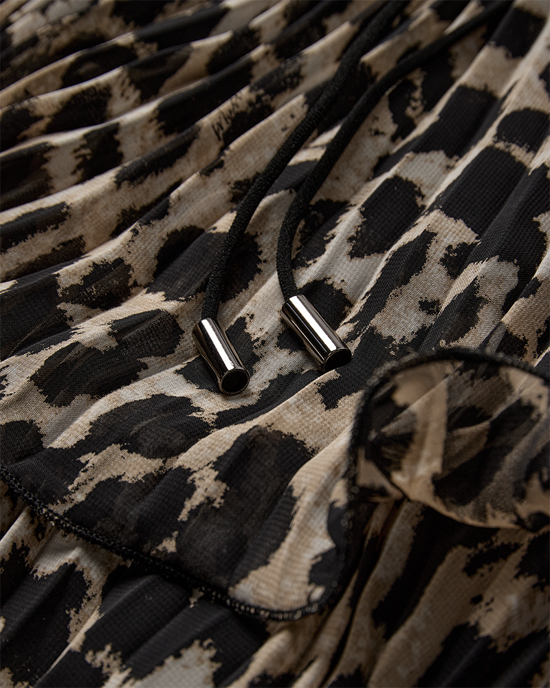 Cmkira - geplooide jurk met ruches in luipaard