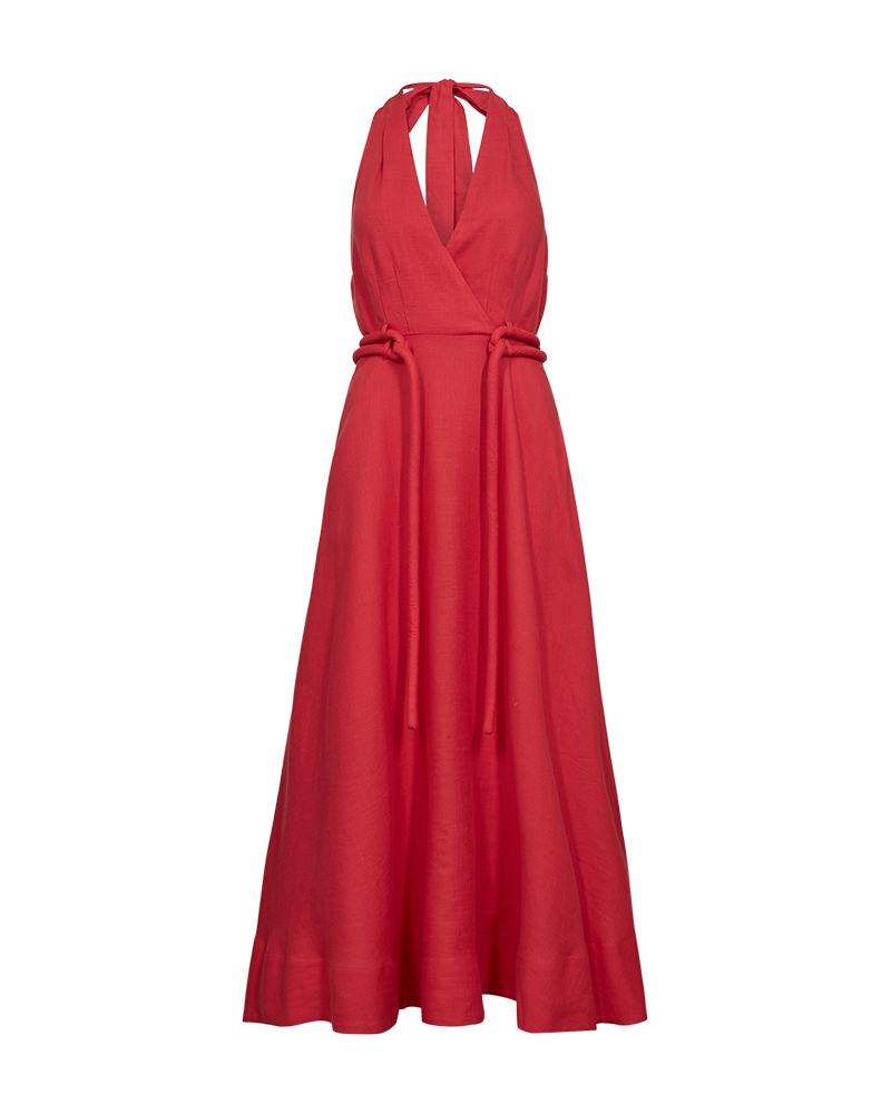 Cmnatuli - jurk met halterneck in rood