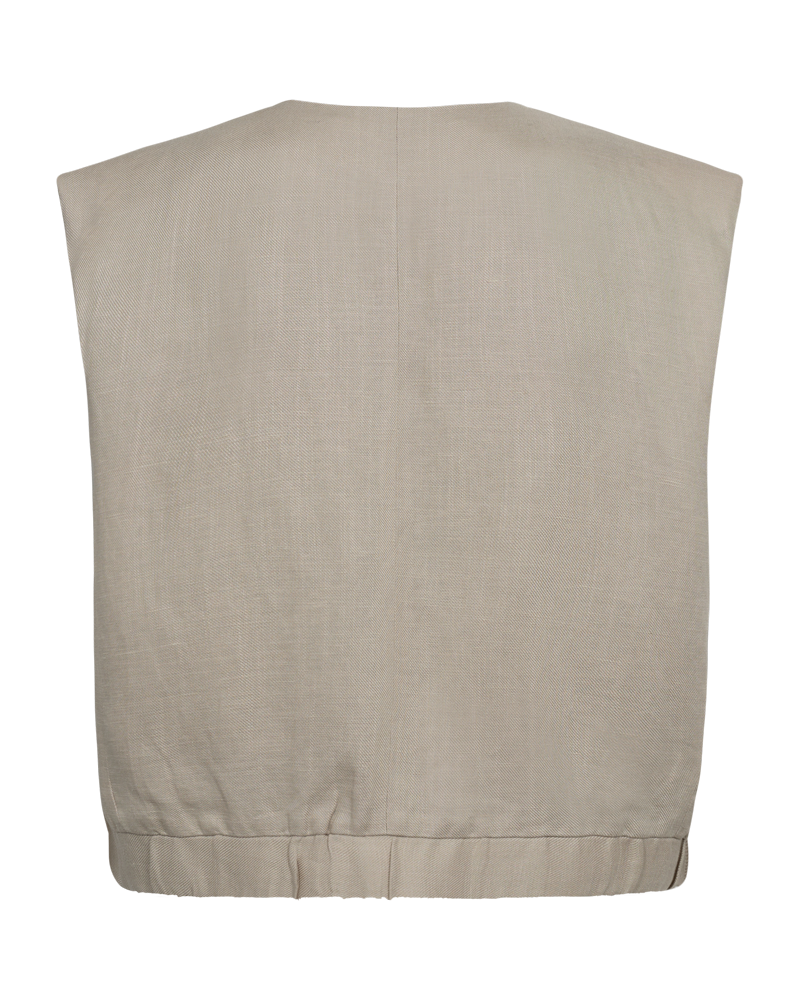 CMNATULI - WAISTCOAT WITH ELASTICATED HEMLINE IN BEIGE