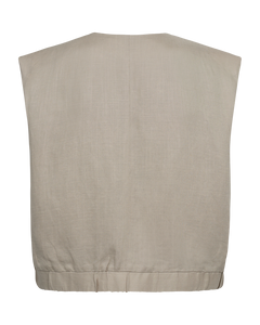 CMNATULI - WAISTCOAT WITH ELASTICATED HEMLINE IN BEIGE
