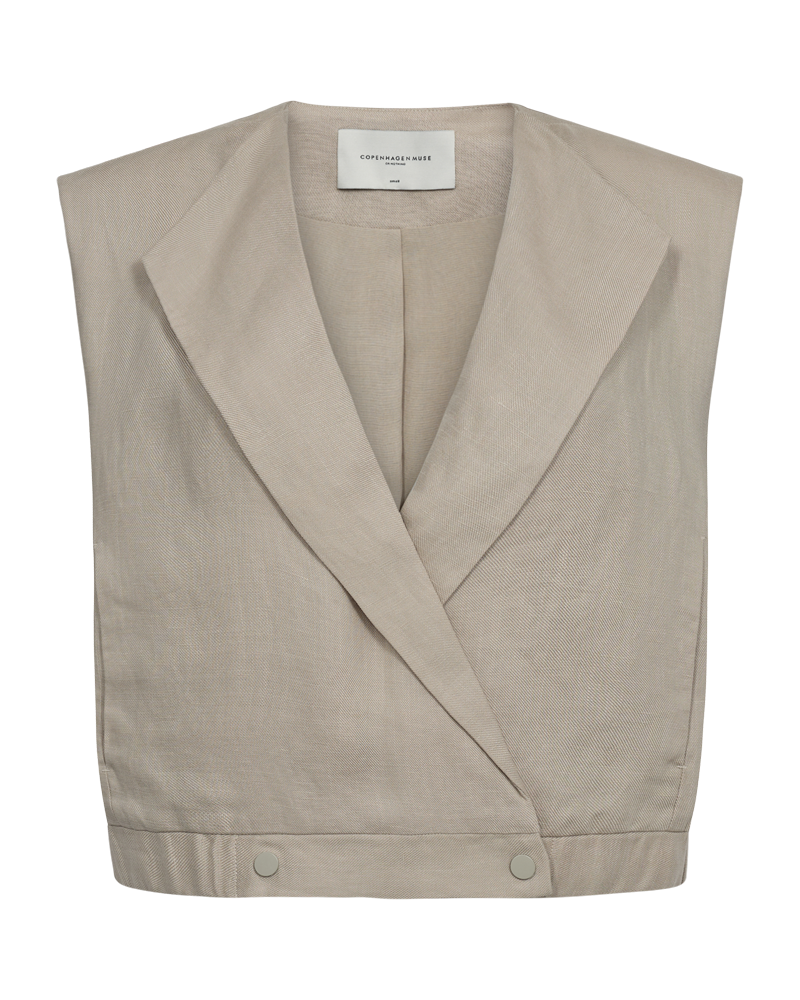 CMNATULI - WAISTCOAT WITH ELASTICATED HEMLINE IN BEIGE