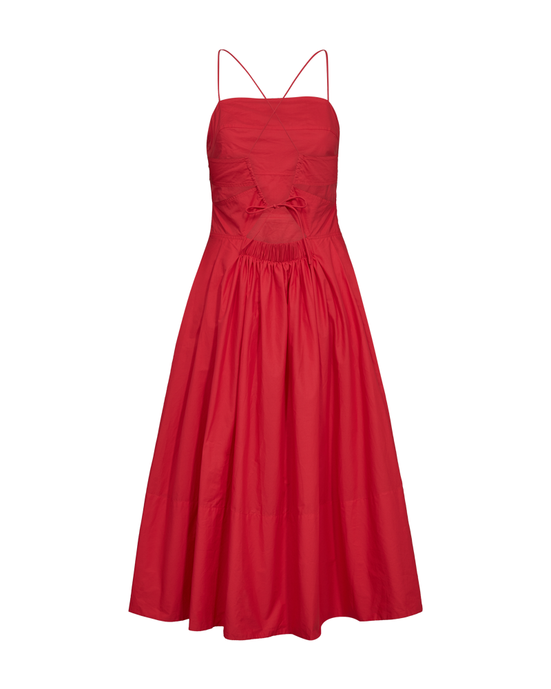 Cmpoplin - jurk met uitsparingen in rood