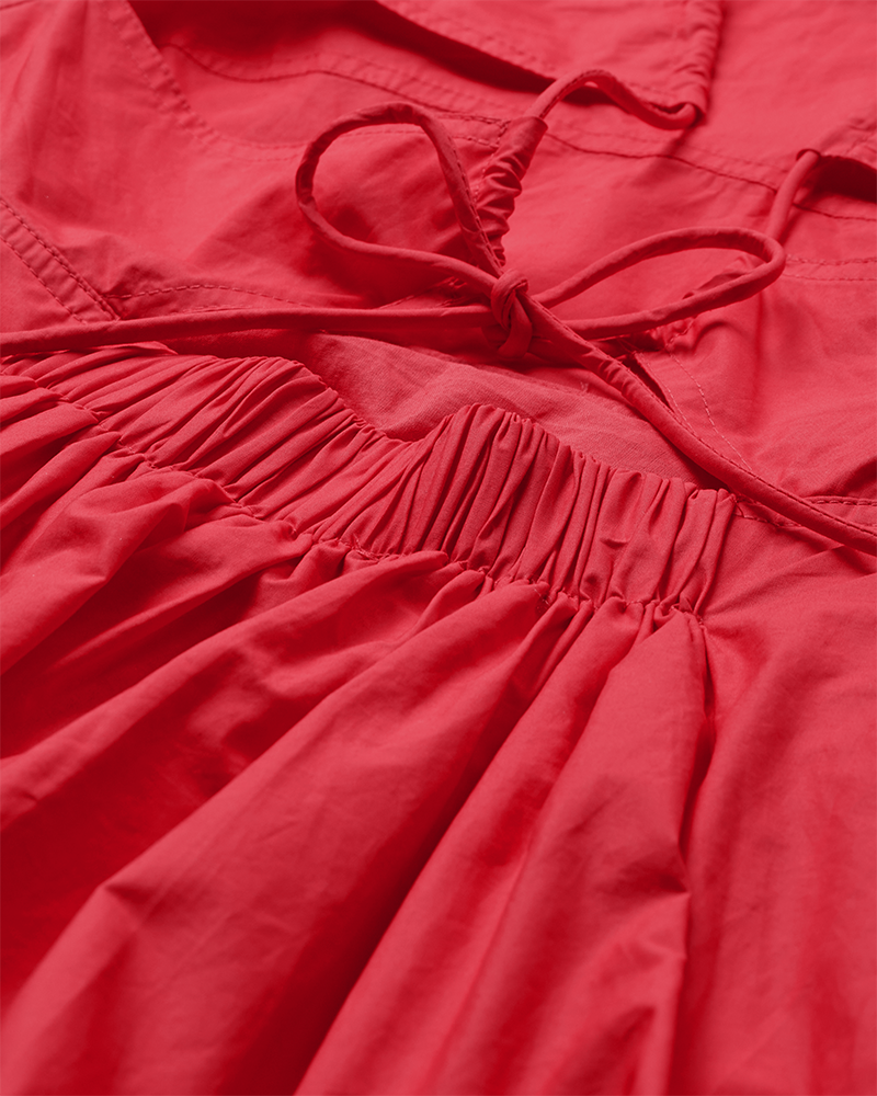 Cmpoplin - jurk met uitsparingen in rood