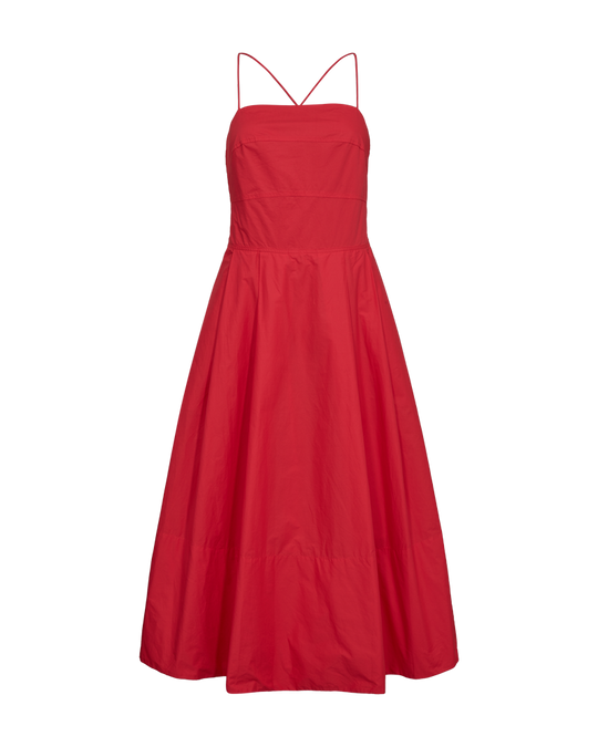 Cmpoplin - jurk met uitsparingen in rood