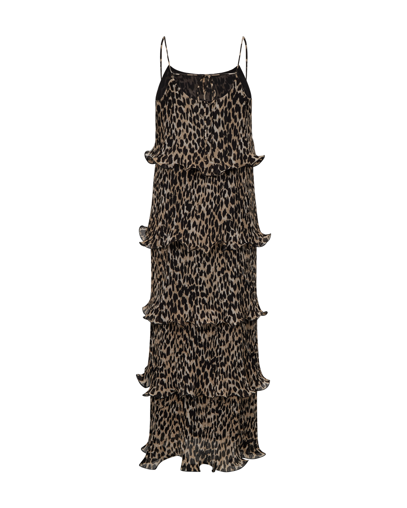 Cmkira - geplooide jurk met ruches in luipaard