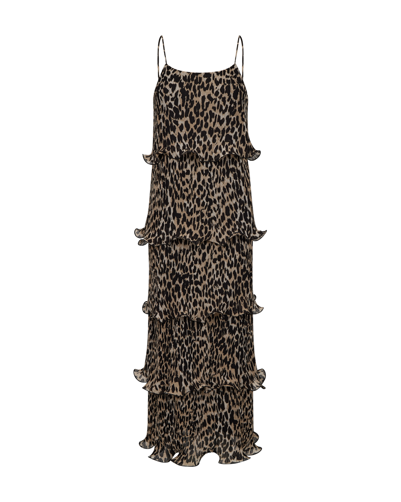 Cmkira - geplooide jurk met ruches in luipaard