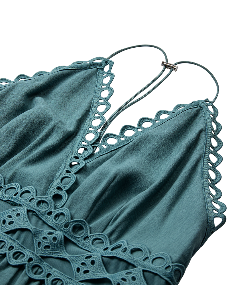 Cmasleah-jurk met snij-en-sew kant in blauw