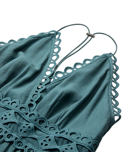 Cmasleah-jurk met snij-en-sew kant in blauw