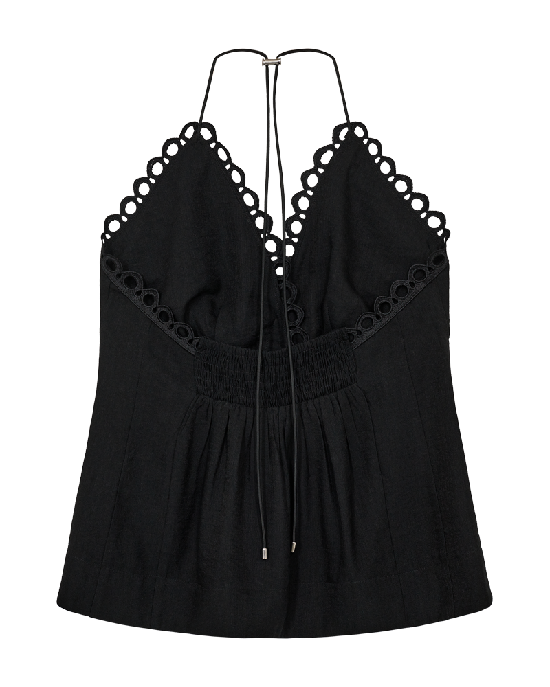 CMASLEAH-Top met snit-en-sew kant in zwart