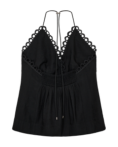 CMASLEAH-Top met snit-en-sew kant in zwart