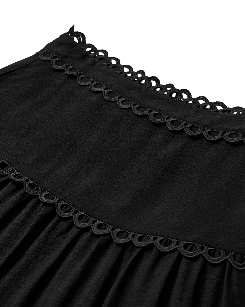 Cmasleah-rok met knip-en-sew kant in zwart