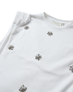 CMMUSE - T-SHIRT WITH RHINESTONES IN WHITE