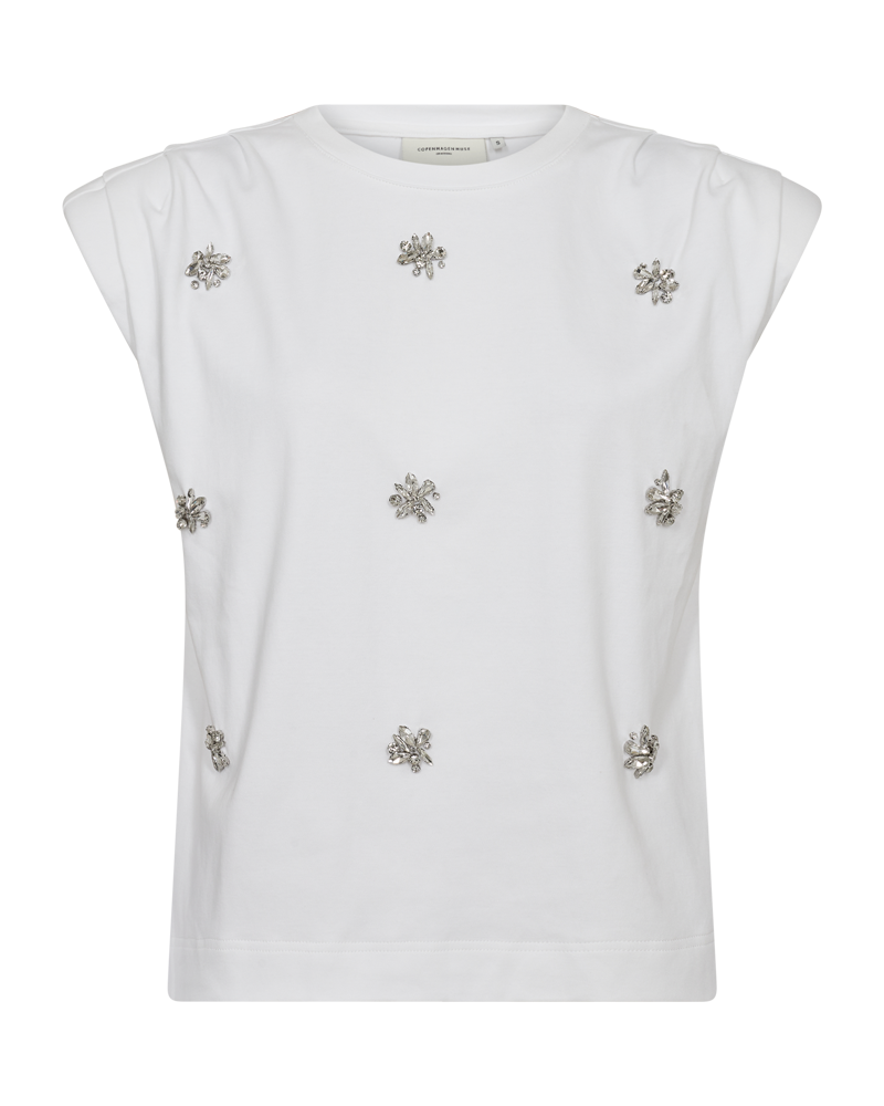 CMMUSE - T-SHIRT WITH RHINESTONES IN WHITE