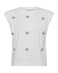 CMMUSE - T-SHIRT WITH RHINESTONES IN WHITE